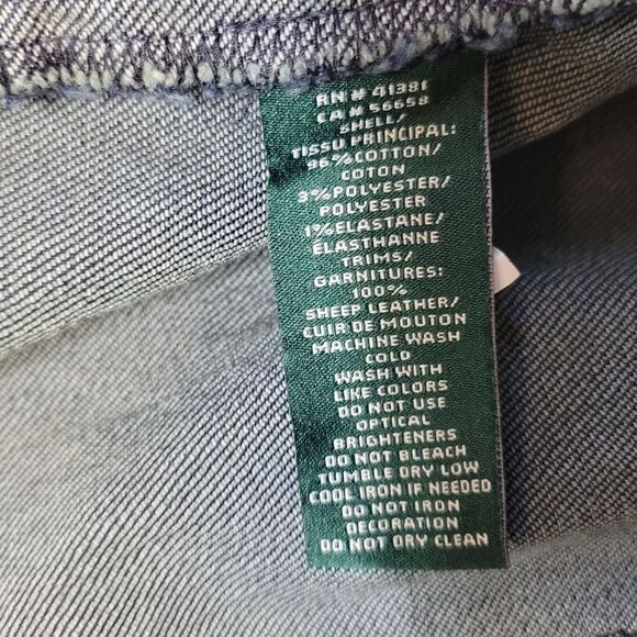 Lauren Ralph Lauren Denim Pencil Skirt with Zippered Slit and Lamb Leather Trim - Picture 11 of 13